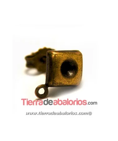 Pendiente Rombo 6x6mm para Chatón, Oro Viejo Pendiente Rombo 6x6mm para Chatón, Oro Viejo