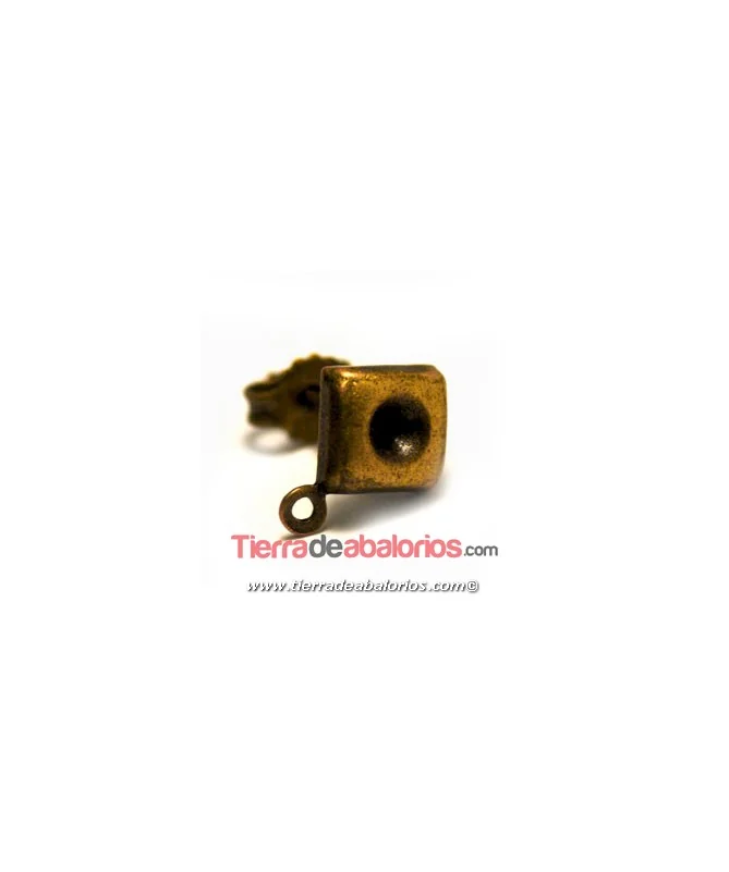 Pendiente Rombo 6x6mm para Chatón, Oro Viejo