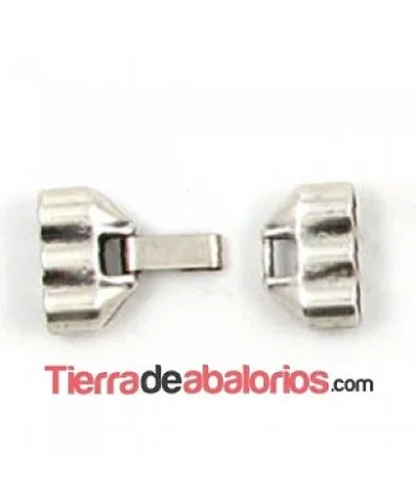 Cierre con Trabilla 3 Cordones Agujero 5mm, Plateado Cierre con Trabilla 3 Cordones Agujero 5mm, Plateado