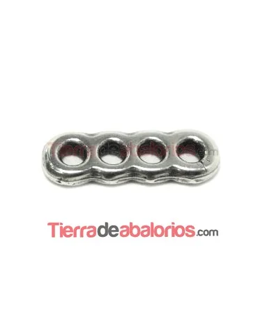 Separador 22x12mm con 4 Agujeros de 3mm Plateado