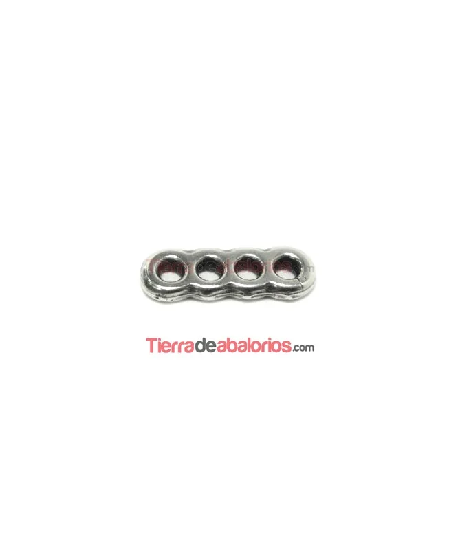 Separador 22x12mm con 4 Agujeros de 3mm Plateado
