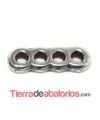Separador 22x12mm con 4 Agujeros de 3mm Plateado