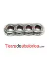 Separador 22x12mm con 4 Agujeros de 3mm Plateado
