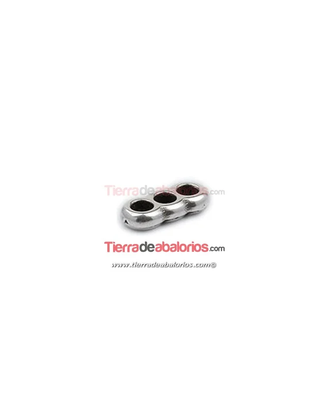 Separador 22x10mm con 3 agujeros de 5mm, Plateado