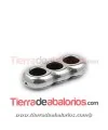 Separador 22x10mm con 3 agujeros de 5mm, Plateado