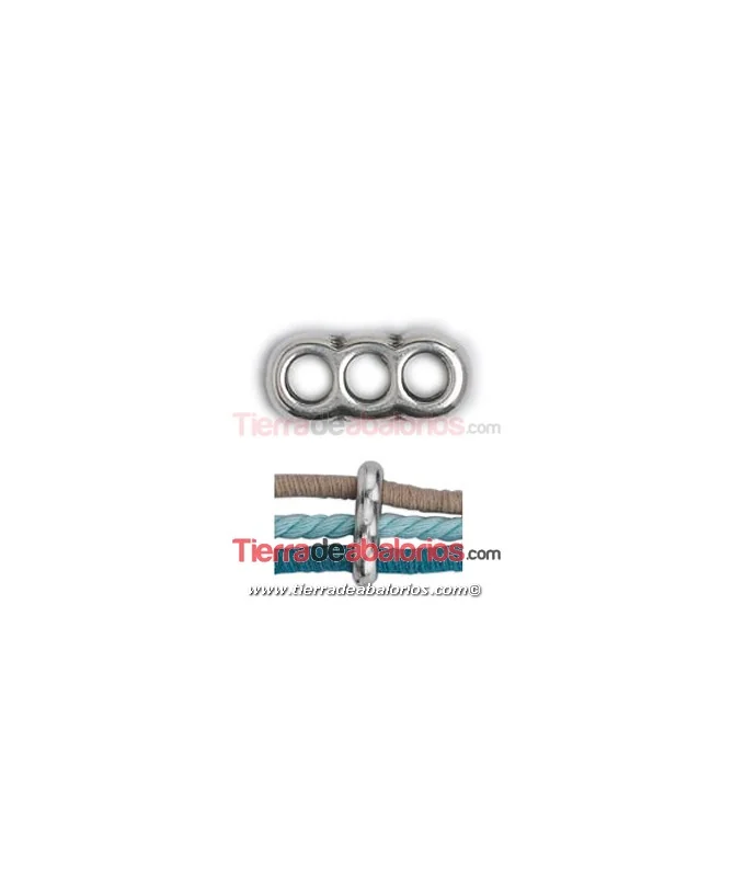 Separador 22x10mm con 3 agujeros de 5mm, Plateado