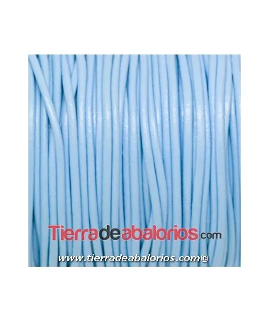 Cordón de Cuero 2mm - Celeste