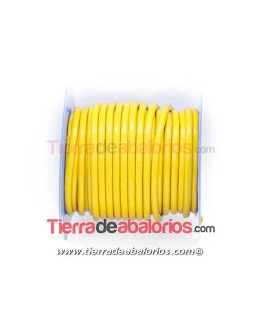 Cordón de Cuero 2mm - Amarillo