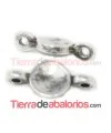 Conector Moneda 12mm con Anillas Agujero 2mm, Plateado