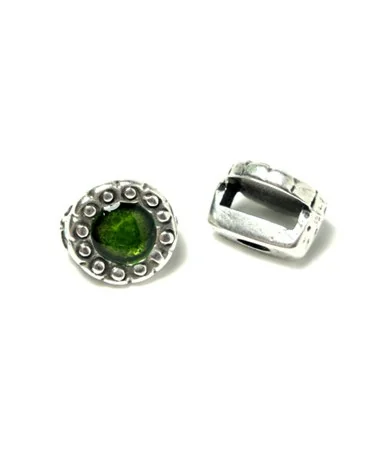 Cuenta con Pasador 12mm Olivine Agujero 10x3mm, Plateado Cuenta con Pasador 12mm Olivine Agujero 10x3mm, Plateado