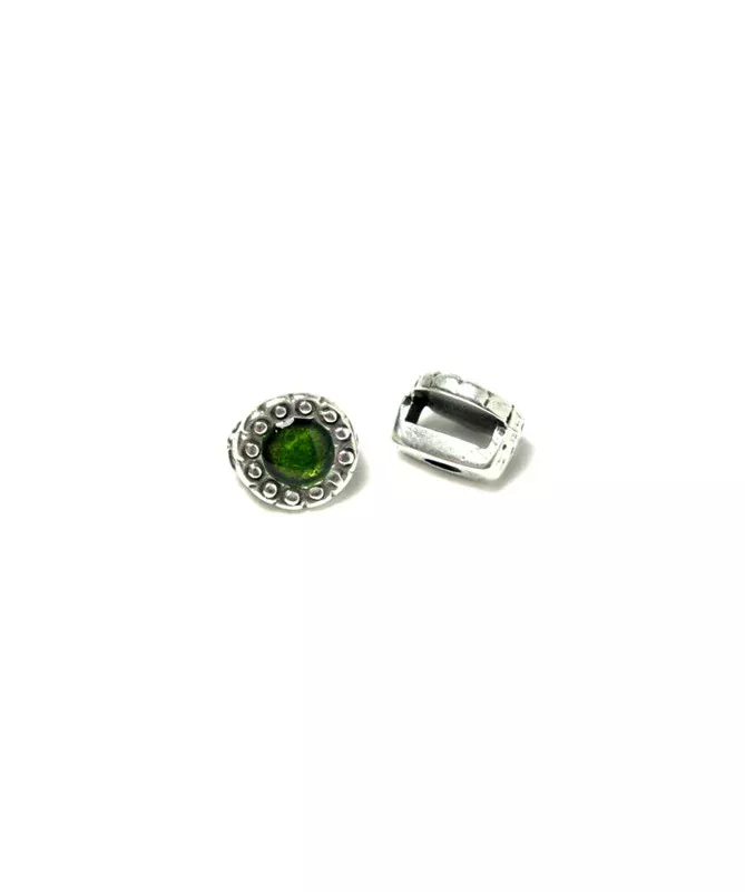 Cuenta con Pasador 12mm Olivine Agujero 10x3mm, Plateado