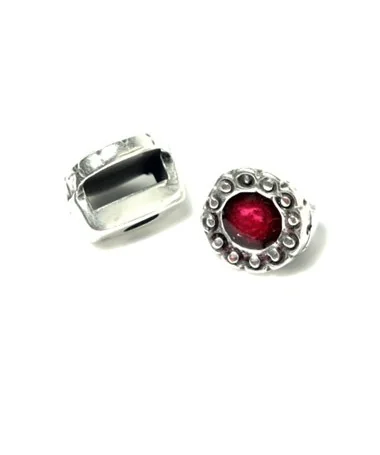 Cuenta con Pasador 12mm Fucsia Agujero 10x3mm, Plateado Cuenta con Pasador 12mm Fucsia Agujero 10x3mm, Plateado