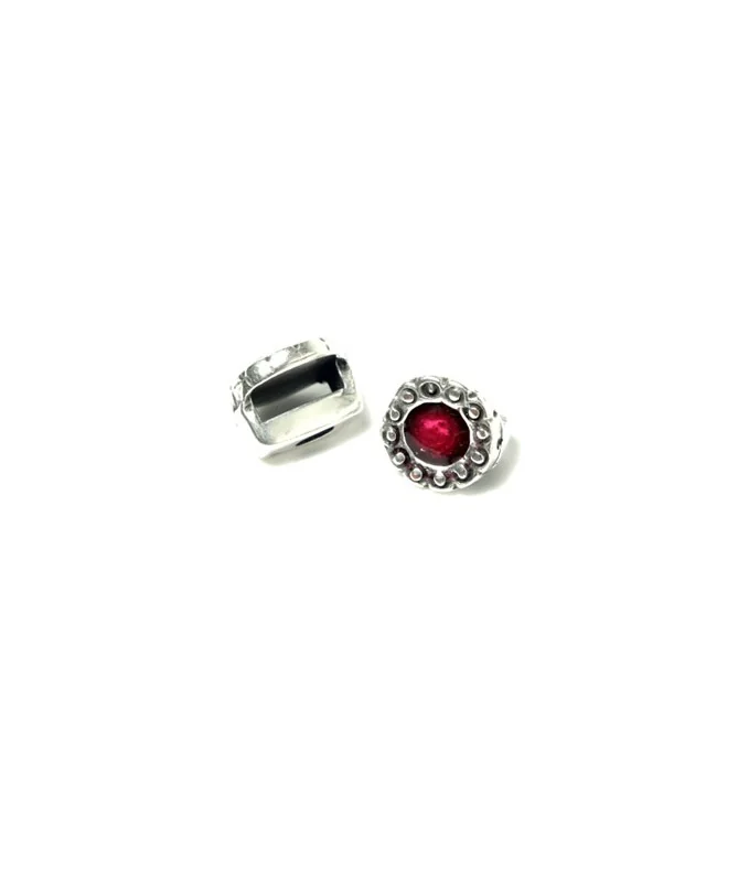 Cuenta con Pasador 12mm Fucsia Agujero 10x3mm, Plateado