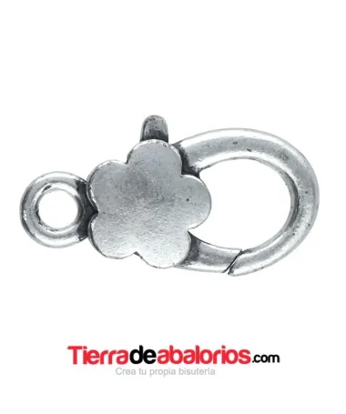 Mosqueton Adorno Flor 27x15mm, Plateado