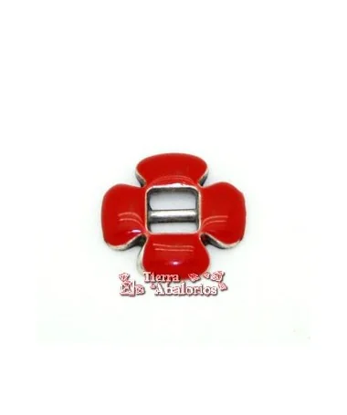 Flor 18mm, Pasador Centro 6mm, Esmaltado Rojo Flor 18mm, Pasador Centro 6mm, Esmaltado Rojo