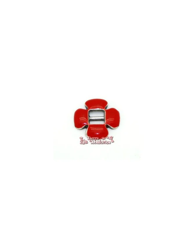 Flor 18mm, Pasador Centro 6mm, Esmaltado Rojo