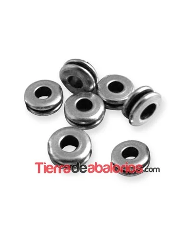 Donut Doble 7x3mm Agujero 3,2mm, Plateado Donut Doble 7x3mm Agujero 3,2mm, Plateado