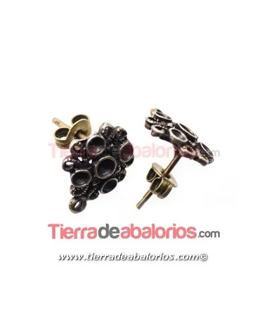 Pendiente 14x12mm con Anilla para Chatones, Oro Viejo Pendiente 14x12mm con Anilla para Chatones, Oro Viejo