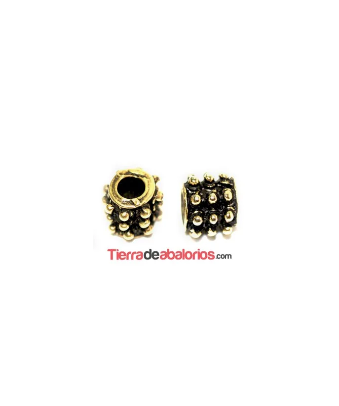 Tubo Labrado 9xymm Agujero 4mm, Oro Viejo