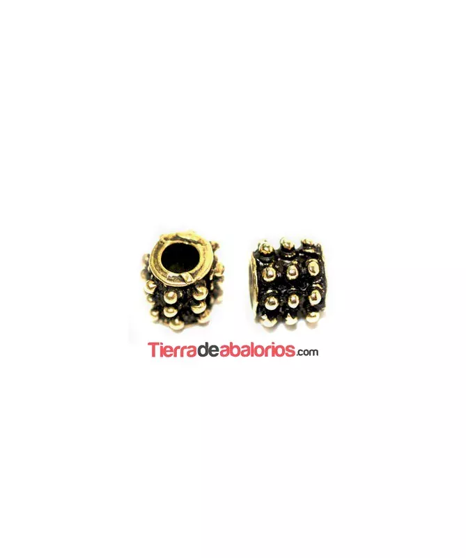 Tubo Labrado 9xymm Agujero 4mm, Oro Viejo