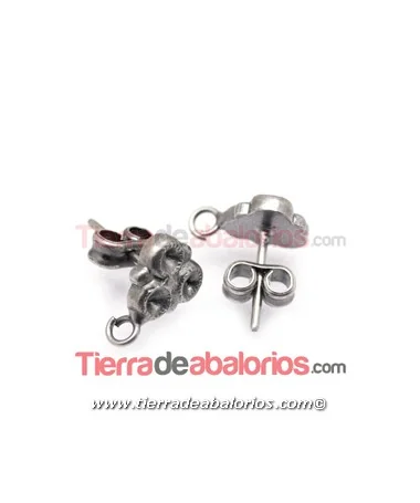 Pendiente 3 Chatones PP24 con Anilla, Plata Vieja