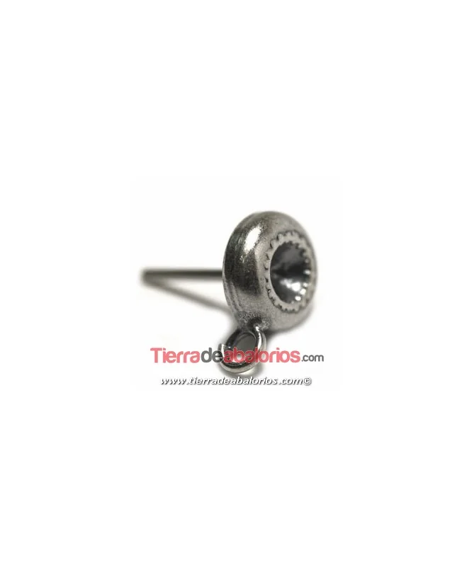 Pendiente Redondo 8mm para Chatón PP30, Plata Vieja