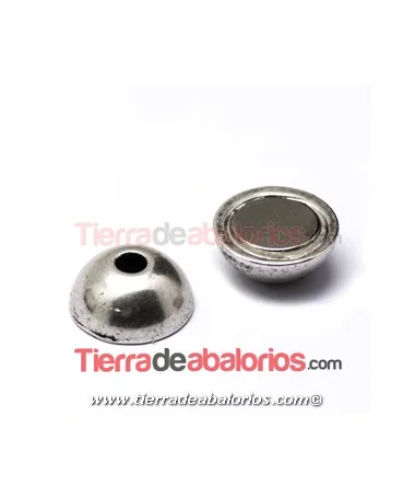 Cierre Bola con Imán 14x11mm Agujero 3mm, Plateado Cierre Bola con Imán 14x11mm Agujero 3mm, Plateado