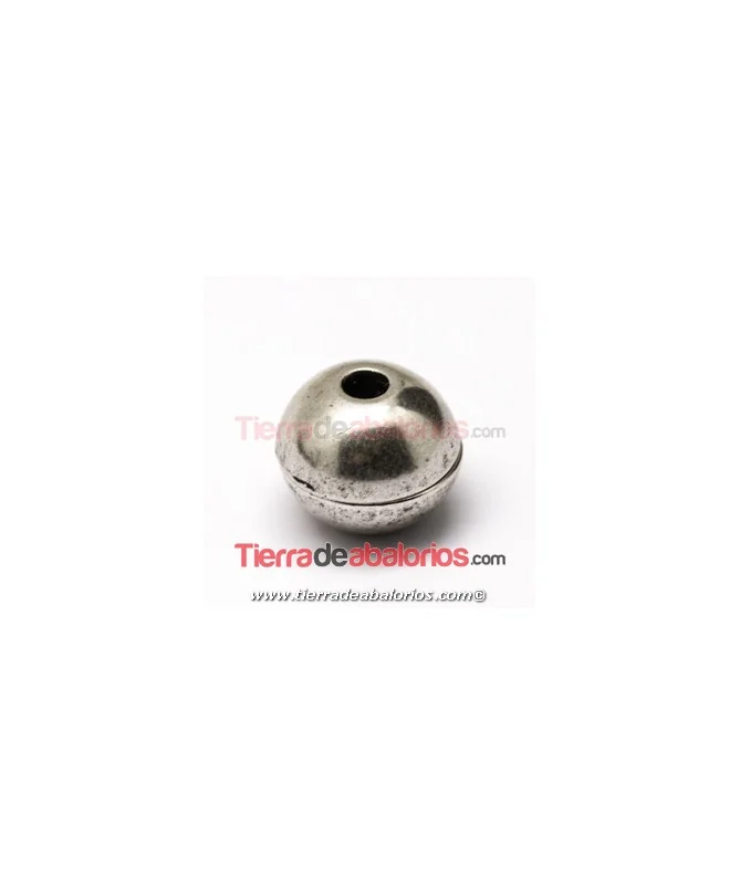 Cierre Bola con Imán 14x11mm Agujero 3mm, Plateado