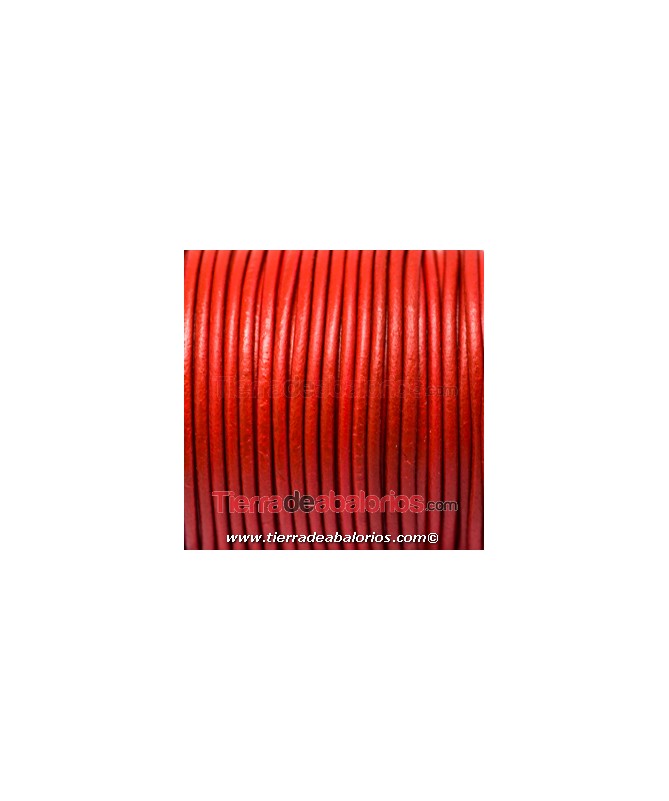 Cordón de Cuero 2mm - Rojo