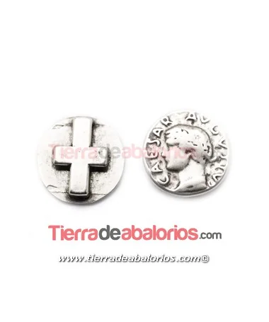 Pasador Moneda Romana 25mm, Agujero 20x3mm, Plateado