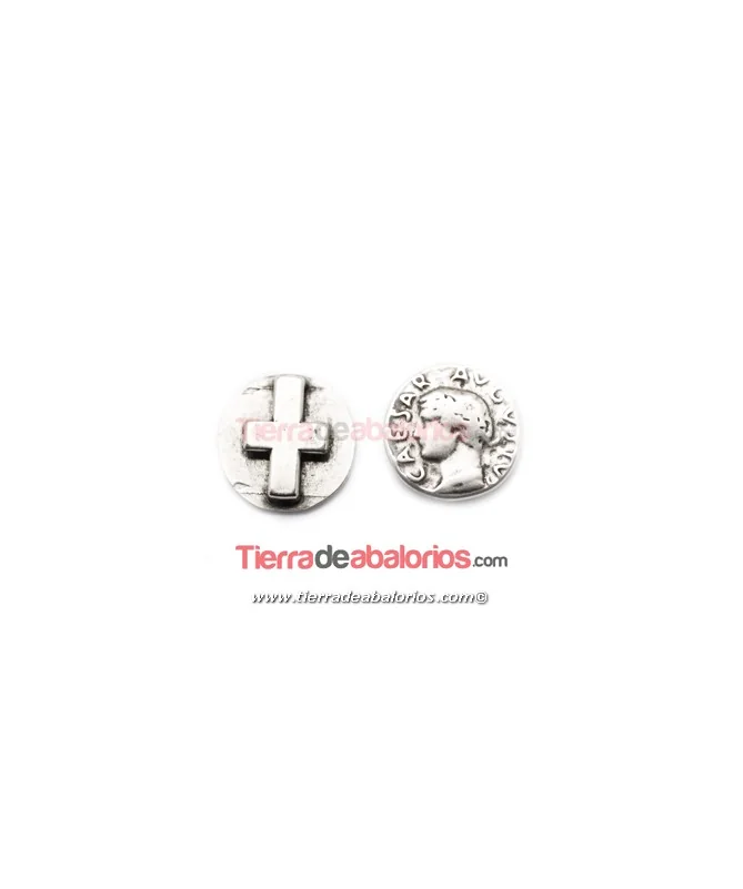 Pasador Moneda Romana 25mm, Agujero 20x3mm, Plateado