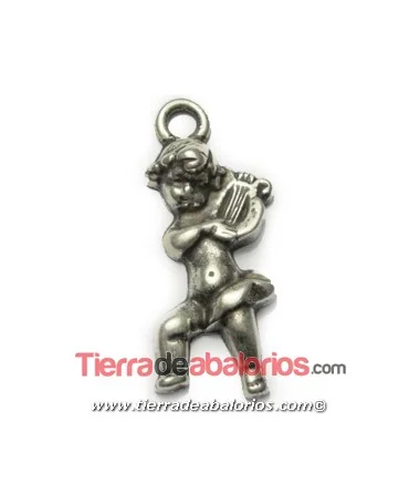 Colgante Angel con Arpa 40x18mm con Anilla, Plateado