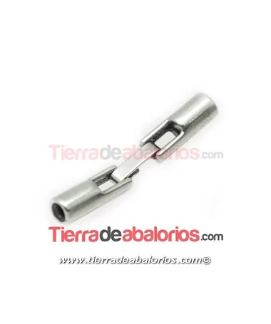 Cierre Tubo con Trabilla Agujero 2mm, Plateado Cierre Tubo con Trabilla Agujero 2mm, Plateado