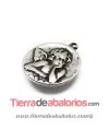 Colgante Medalla Angel Pensativo 38mm, Plateado