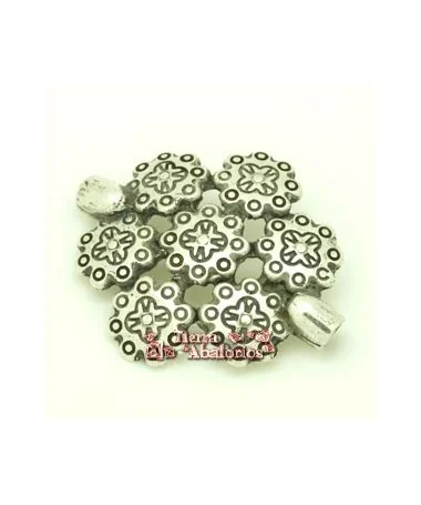 Entrepieza Central Flor 43mm Agujero 5mm, Plateada Entrepieza Central Flor 43mm Agujero 5mm, Plateada