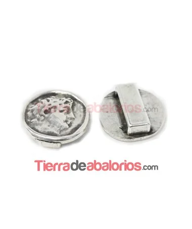Moneda 20mm con Pasador Agujero 13x3mm, Plateada Moneda 20mm con Pasador Agujero 13x3mm, Plateada