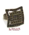Anillo Ajustable Cuadrado 20x20mm, Oro Viejo