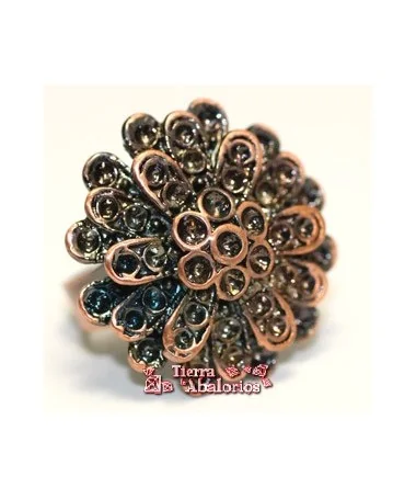 Anillo Ajustable Flor 25mm para Chatones, Cobre
