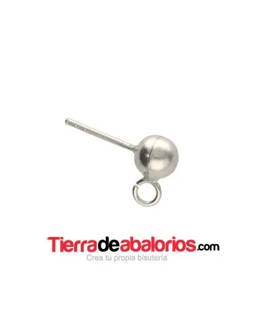 Pendiente Bola 6mm con Anilla, Plata de Ley