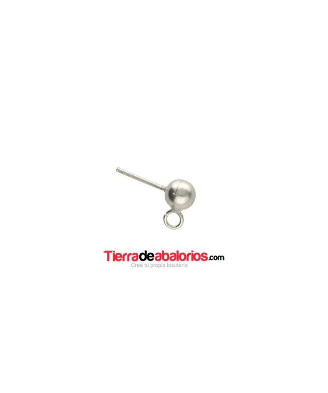 Pendiente Bola 6mm con Anilla, Plata de Ley