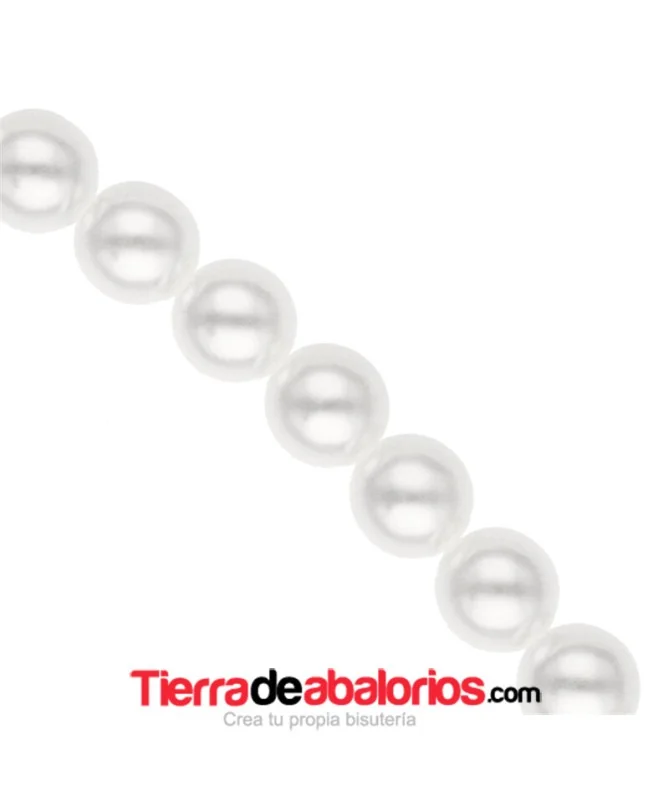 Perla de Cristal Checo 14mm, Agujero 1mm Blanca