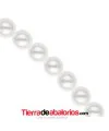 Perla de Cristal Checo 14mm, Agujero 1mm Blanca