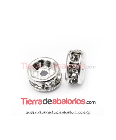 Rondel 4,5mm Plateado con Cristal Swarovski