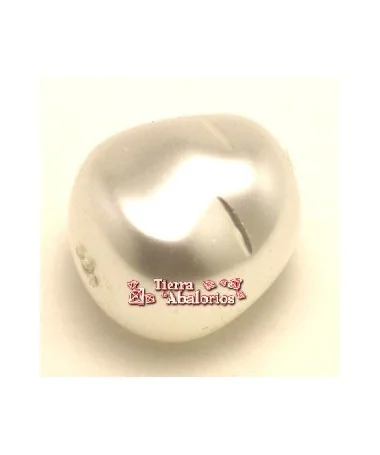 Perla Barroca Irregular de Cristal Checo 14x13mm, Blanca Perla Barroca Irregular de Cristal Checo 14x13mm, Blanca