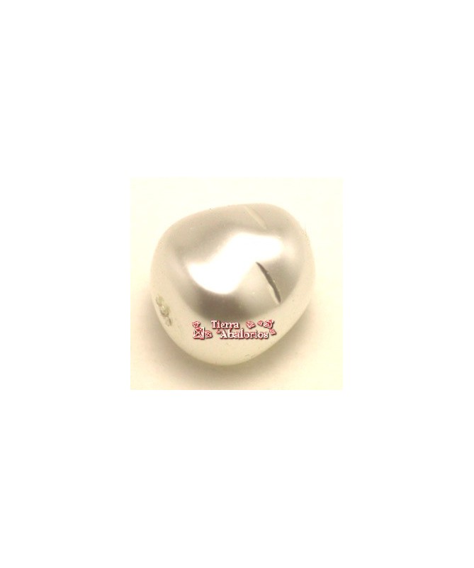 Perla Barroca Irregular de Cristal Checo 14x13mm, Blanca