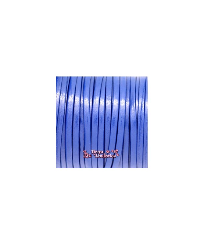 Tira de Cuero Doblada 3mm, Azul Eléctrico