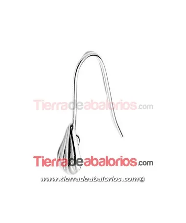 Pendiente con Adorno y Anilla Escondida 21x12mm Plata de Ley