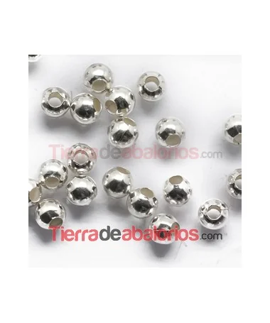 Bola 2mm Agujero 0,8mm, Plata de Ley (100 unidades) Bola 2mm Agujero 0,8mm, Plata de Ley