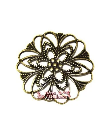 Filigrana Flor 80mm, Oro Viejo