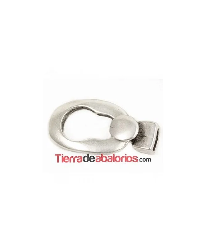 Cierre Oval 40x22mm Agujero 10x3mm, Plateado